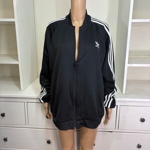 Adidas Womens Black Track Jacket Adicolor Classics Firebird Full Zip Size XL
